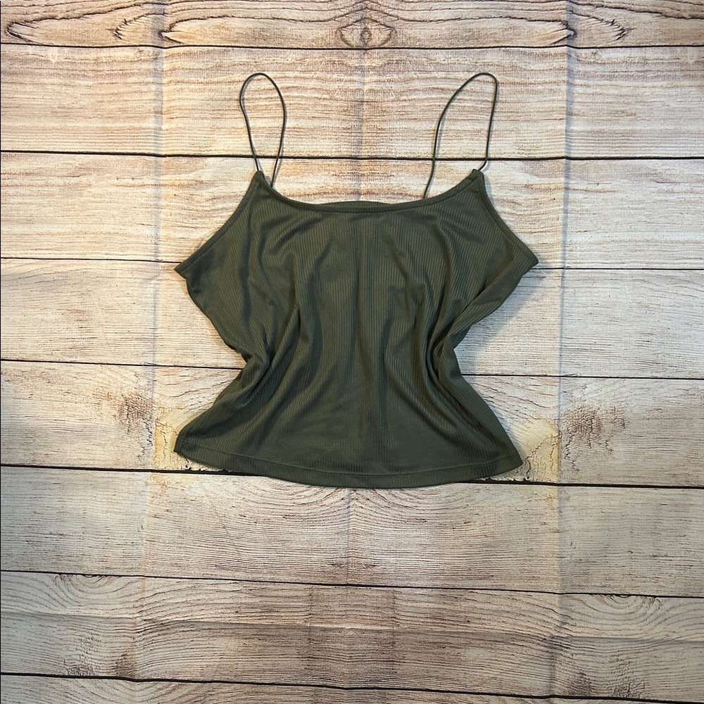 No Boundaries Olive Green Ribbed Camisole Tank - Picture 2 of 4